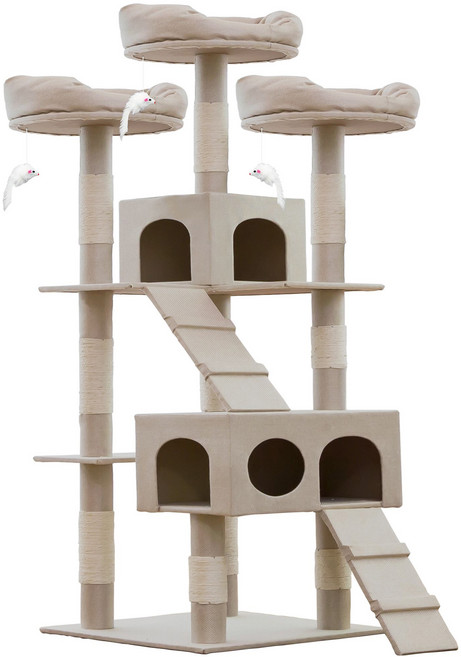HeLLO Mangchi 豪華大型貓跳台 DS8897, 1個, 米色