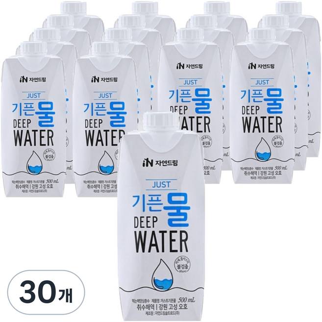 기픈물 저스트 종이팩 해양심층수, 500ml, 30개