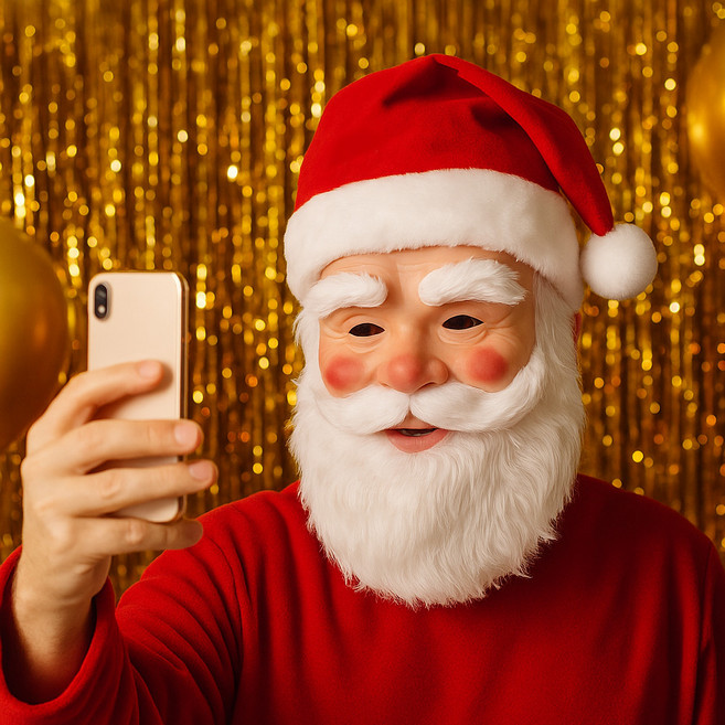 파티쇼 산타할아버지 가면 + 모자 세트, 혼합색상, 1세트