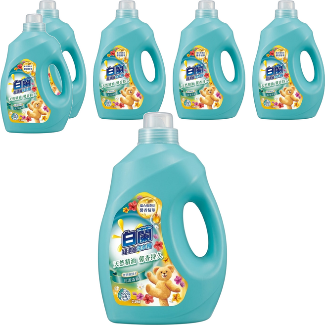 白蘭 超濃縮洗衣精 花樣清新, 2.5kg, 6瓶