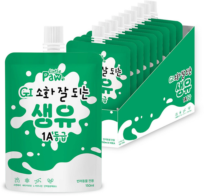 리틀포우 반려동물 GI 소화 잘되는 생유, 10개, 150ml, 크랜베리맛