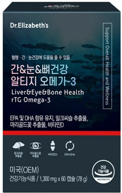닥터엘리자베스 간&눈&뼈건강 알티지 오메가-3 78g, 60정, 1개 - 쿠팡