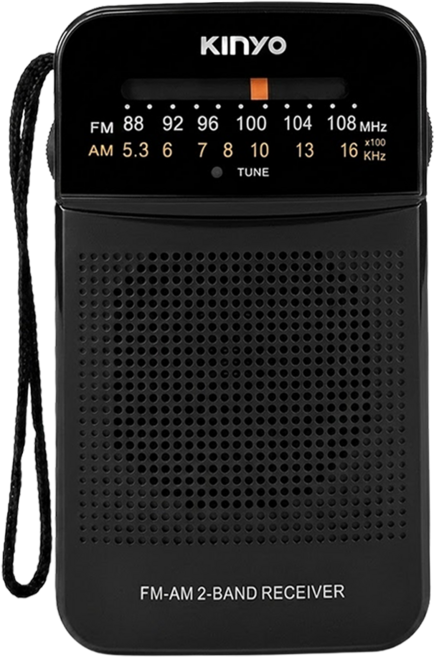 Kinyo AM/FM雙波段收音機 68 x 28 x 118mm 135g, RA-5511, 黑色