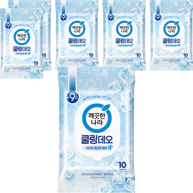 깨끗한나라 페퍼민트 쿨링 데오티슈 10p, 66g, 6개 - 쿠팡
