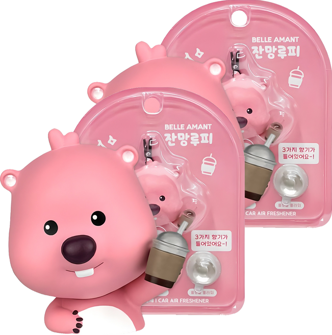 BELLEAMANT 賤萌Loopy車用迷你芳香劑, 咖啡Loopy(黑櫻桃 + 清新棉花 + 花香), 2個