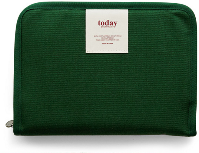 퍼니메이드 Today 캔버스 북파우치 다이어리 만년형, 다크그린, 1개