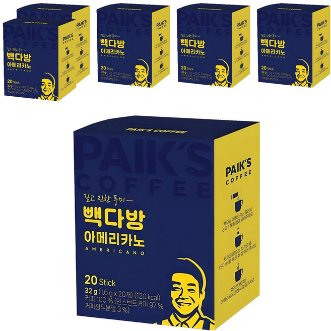 빽다방 아메리카노 스틱커피, 1.6g, 20개입, 6개