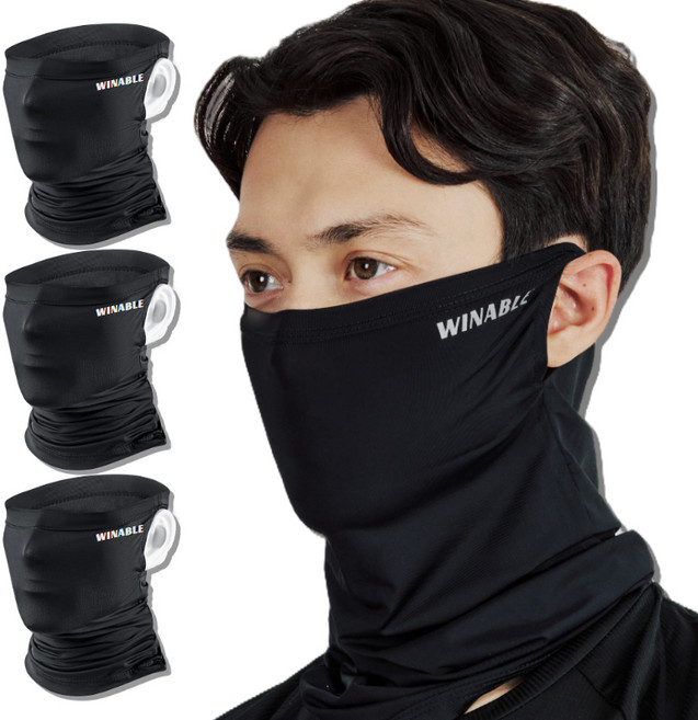 윈어블 라이딩 쿨 마스크 귀걸이형, 블랙, 1세트