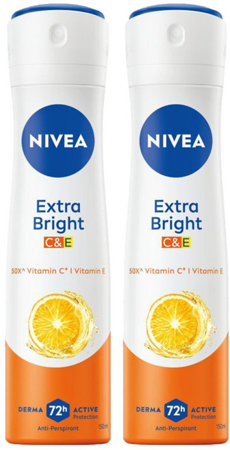 NIVEA 妮維雅 台灣公司貨 止汗爽身噴霧 深層煥白系列, 2個, 150ml