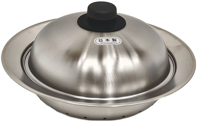 YOSHIKAWA 吉川 日本18-8不銹鋼附蓋蒸煮盤 湯鍋專用型 20-22cm適用, 22cm, 1個