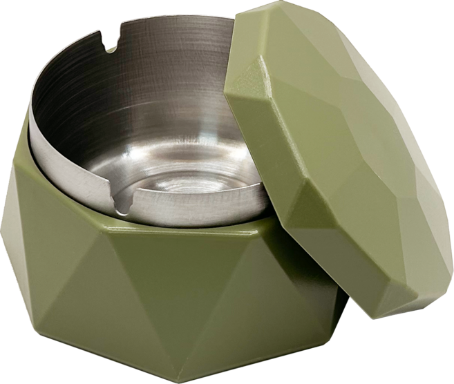 냄새차단 뚜껑 스테인레스 재떨이, 그린, 1개