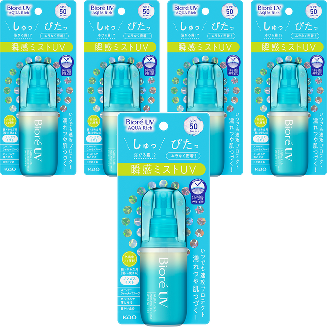 Biore 蜜妮 台灣公司貨 含水防曬水珠噴霧, 5瓶, 60ml