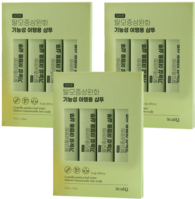 스칼큐 타이거립 탈모 증상 완화 기능성 여행용 샴푸 스틱 20p, 200ml, 3개