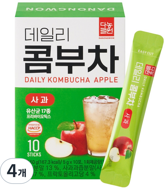 Danongwon 蘋果康普茶, 5g, 10入, 4個