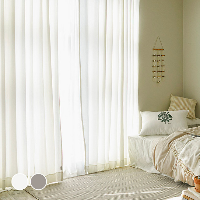 베베데코 베이직 광목 워싱 핀형 면커튼 2p 세트