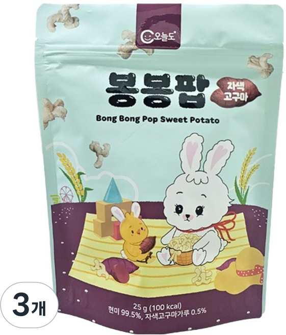 오늘도 유기농 쌀과자 봉봉팝, 자색고구마, 25g, 3개