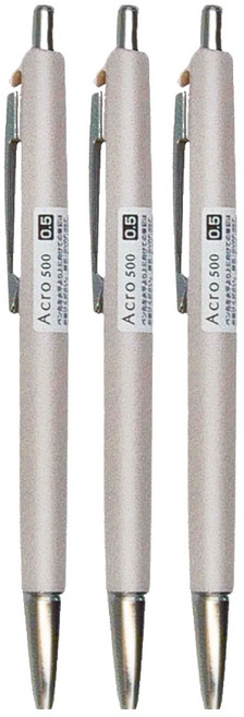PILOT 百樂 BAC-50EF-SIBE 輕油筆 500型 0.5, 絲光白, 3支