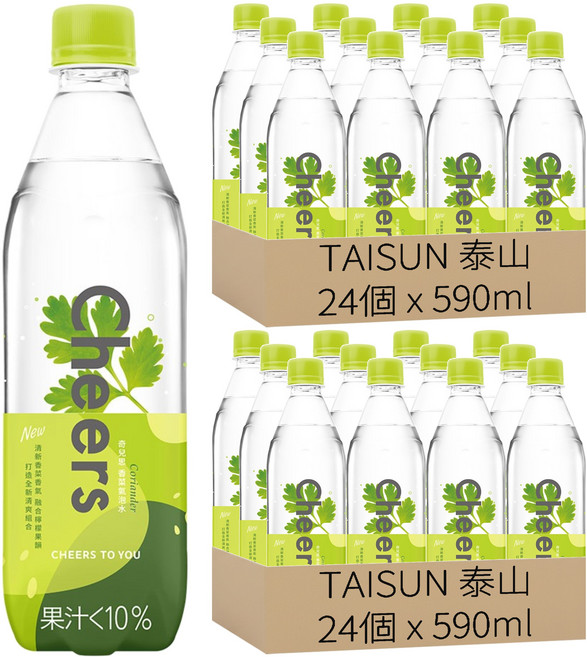 TAISUN 泰山 Cheers Coriander香菜氣泡水, 48個, 590ml