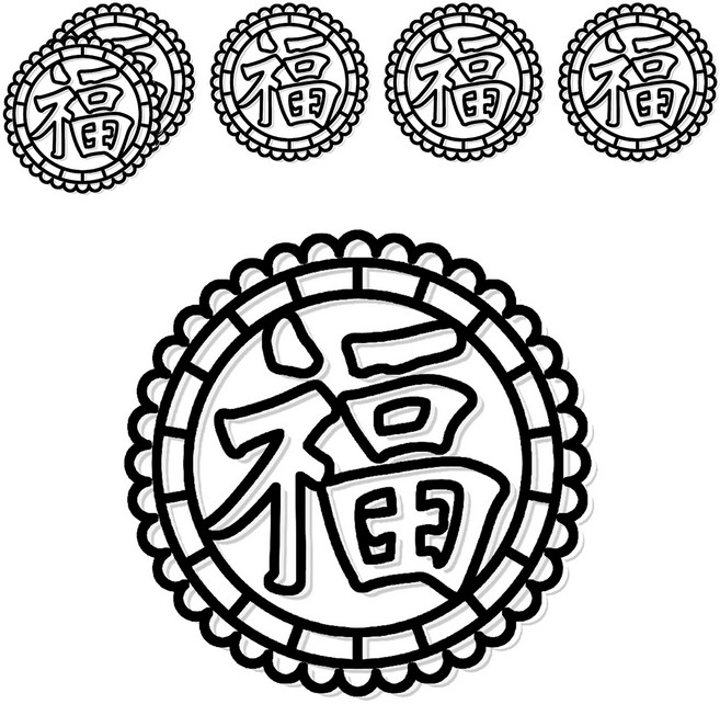 AMOS 阿摩司 壓克力模型版 小, 福氣滿滿 金色, 6個