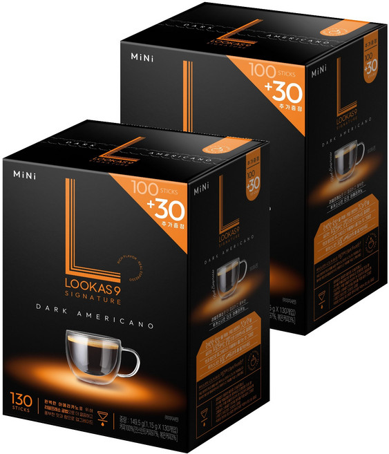 루카스나인 시그니처 다크 아메리카노 원두커피스틱, 1.15g, 130개입, 2개