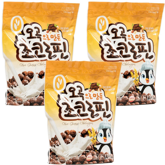 씨알로 오곡으로 만든 초코로핀 시리얼, 1.2kg, 3개