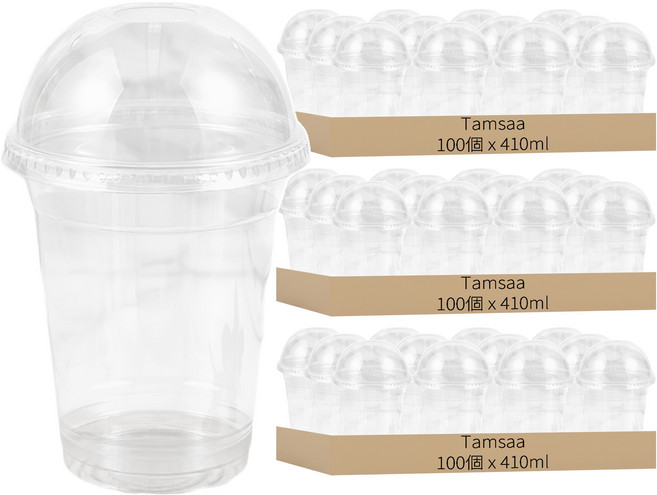 Tamsaa 透明PET飲料杯 + 凸杯蓋, 410ml, 1入, 300個