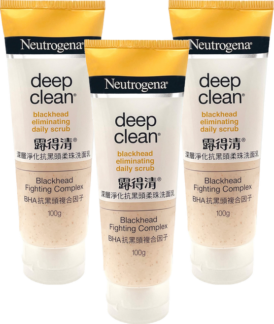 Neutrogena 台灣公司貨 洗面乳 抗黑頭, 100g, 3件