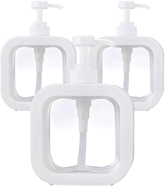 투명 사각 대용량 디스펜서 일반형 500ml, 화이트, 3개