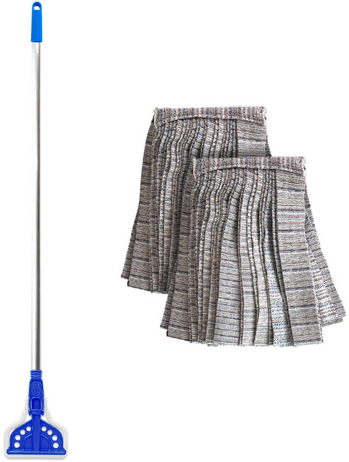 월드크린 알루미늄 마포대 + 초극세사 경편걸레 320g x 2p, 1세트, 그레이