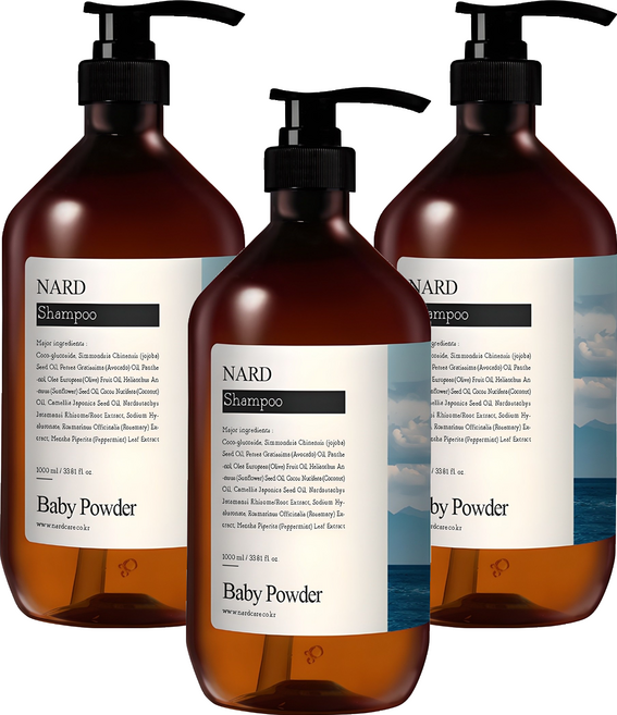 나드 부케가르니 리프레쉬 퍼퓸드 샴푸 베이비파우더향, 3개, 1L