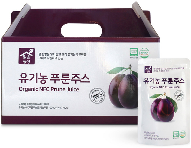 맑은농장 유기농 푸룬주스, 80g, 30개