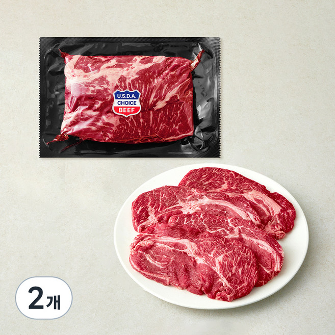 미국산 초이스 척아이롤 구이용 (냉장), 1kg, 2개