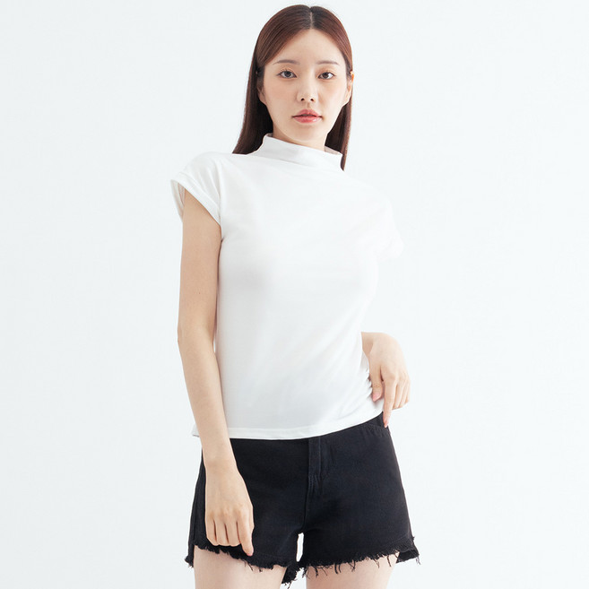 Elsso 女士半高領修身短袖T恤