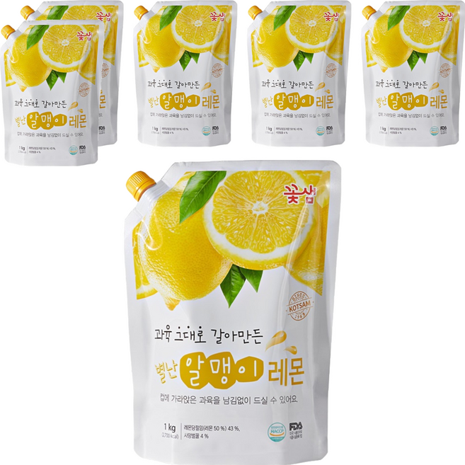 꽃샘식품 별난 알맹이 레몬차, 1kg, 6개