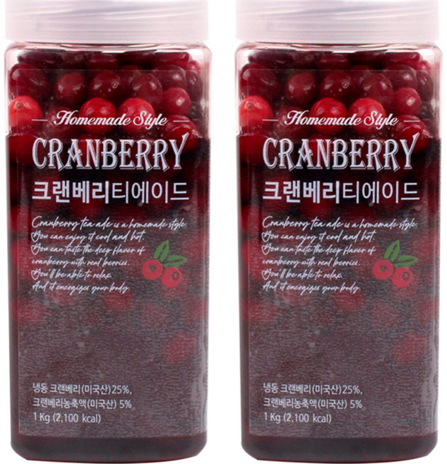 딜라잇가든 크랜베리 티에이드, 1kg, 2개