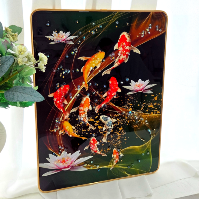 쿠칭아일랜드 돈벼락 재물가득 부자되는 액자 재물복구어도, 골드, 1개