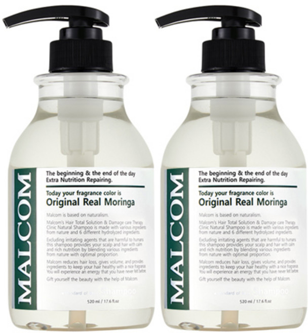 말콤 오리지널 리얼 모링가 샴푸, 520ml, 2개