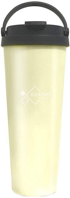 FUJI-GRACE 富士雅麗 陶瓷噴層手提保溫杯, 暖鵝黃, 700ml, 1個