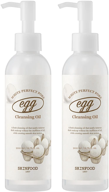 스킨푸드 에그화이트 퍼펙트 포어 클렌징 오일, 200ml, 2개 - 쿠팡