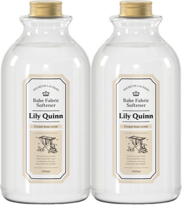 릴리퀸 유아 섬유유연제 크림베어, 2개, 1L