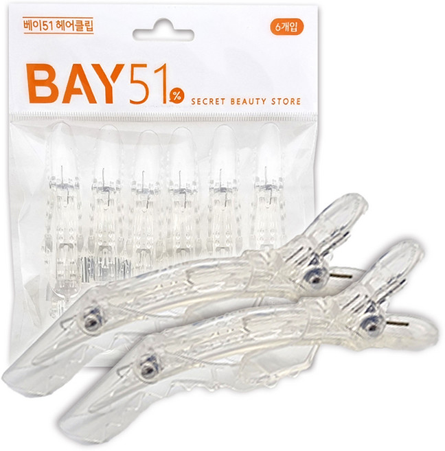 베이51 헤어클립, 투명, 6개