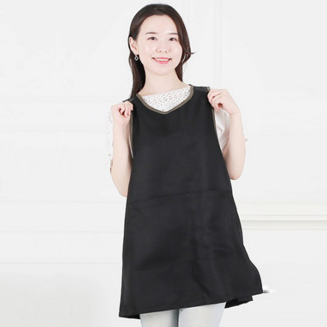 클린유니폼 생활방수 양쪽트임 원피스 앞치마, 블랙, 1개