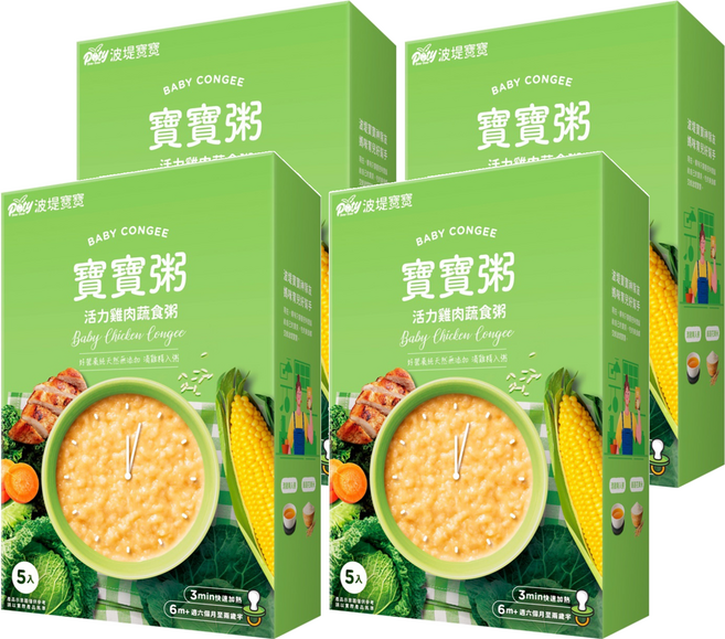 波堤寶寶 寶寶粥 活力雞肉蔬食, 750g, 4盒