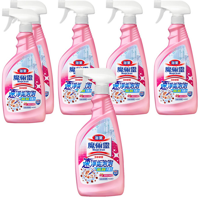 Kao 花王 Magiclean 魔術靈 台灣公司貨 浴室清潔劑 噴槍瓶 優雅玫瑰, 500ml, 6瓶