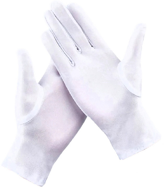 高彈力氨綸禮儀手套, 白色, 1雙