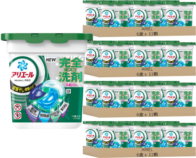 ARIEL 日本原裝進口 4D立體洗衣球 綠色室內曬衣, 24盒, 11顆