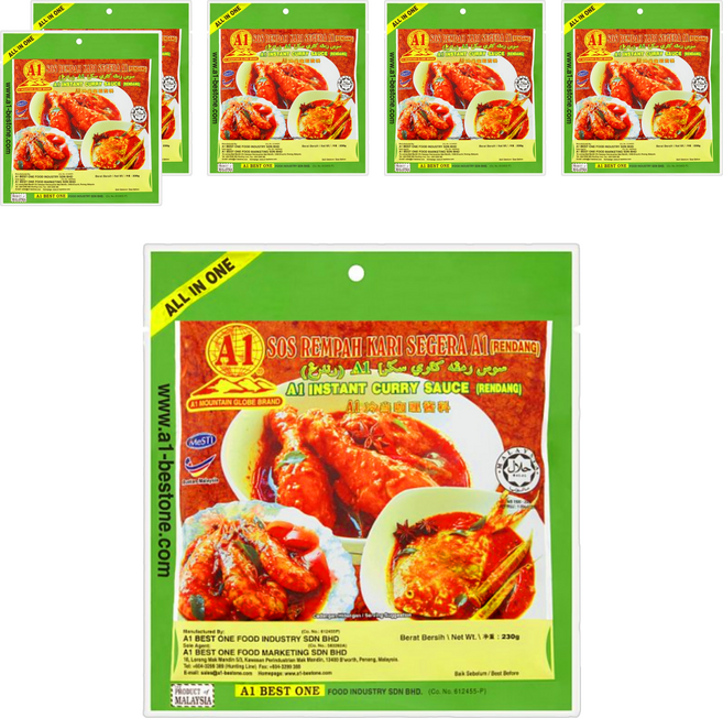 A1 地球山標 牌南洋風味冷當乾咖哩醬料, 230g, 6包