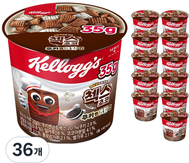 첵스초코 쿠키앤크림 컵시리얼, 35g, 36개