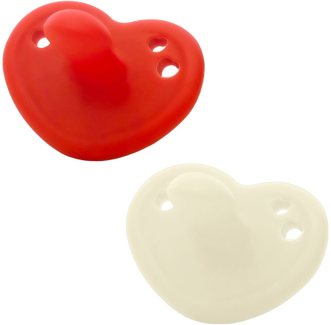 티지엠 하트 노리개 젖꼭지, 플러스 (3개월이상), 베리레드 + 크림버터, 2개