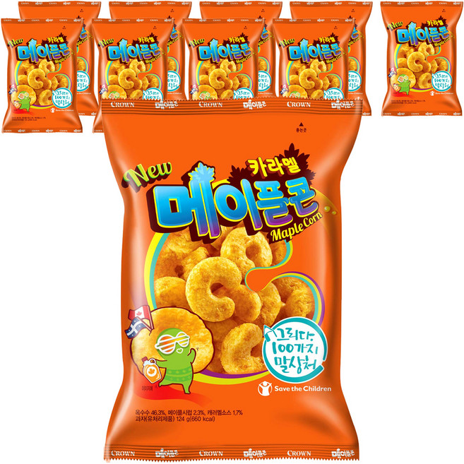크라운 카라멜 메이플콘, 124g, 10개